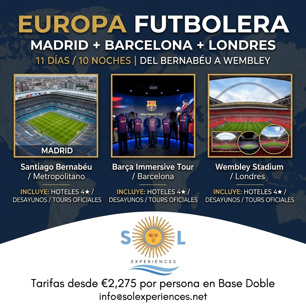 Europa Futbolera: Tour de Estadios Míticos (Madrid, Barcelona y Londres)